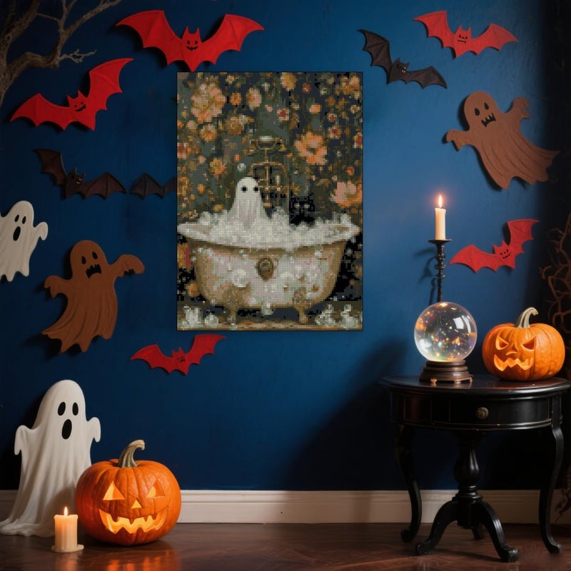 Eterkosu Halloween Counted Cross Stitch Kits for Adults, Ghost Stamped Cross Stitch Kits for Beginners, Needlepoint Cross-Stitch Horror Patterns Embroidery Kits Arts and Crafts for Home Decor - Image 3